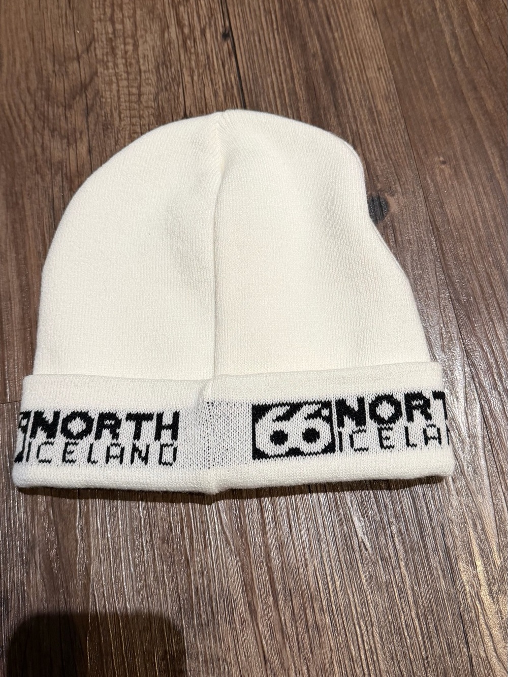 The North Iceland White Knit Cuffed Beanie